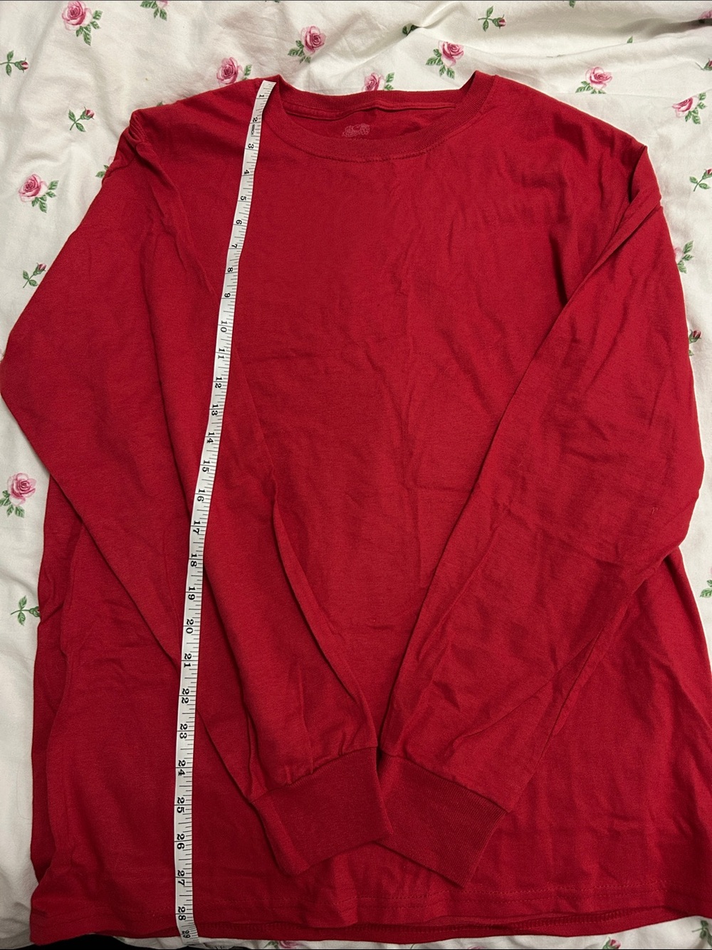 Classic Long-Sleeve Crewneck Top - Red